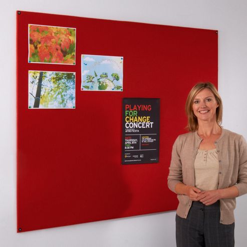 Image of Metroplan Frameless Felt Covered Noticeboard - Blue - 90 Cm H X 120 Cm W