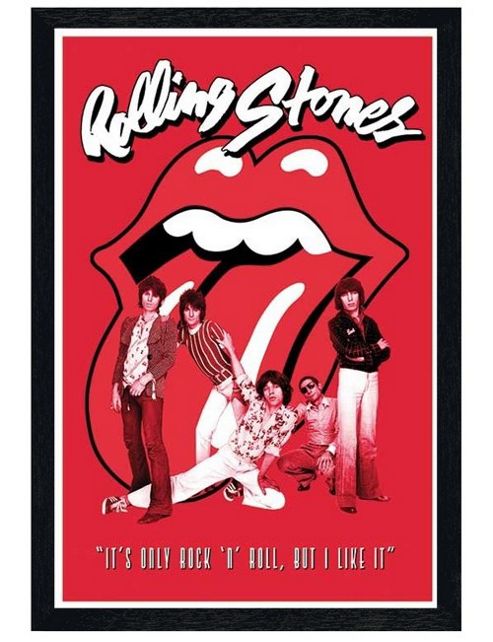 Image of The Rolling Stones Black Wooden Framed It's Only Rock & Roll Poster