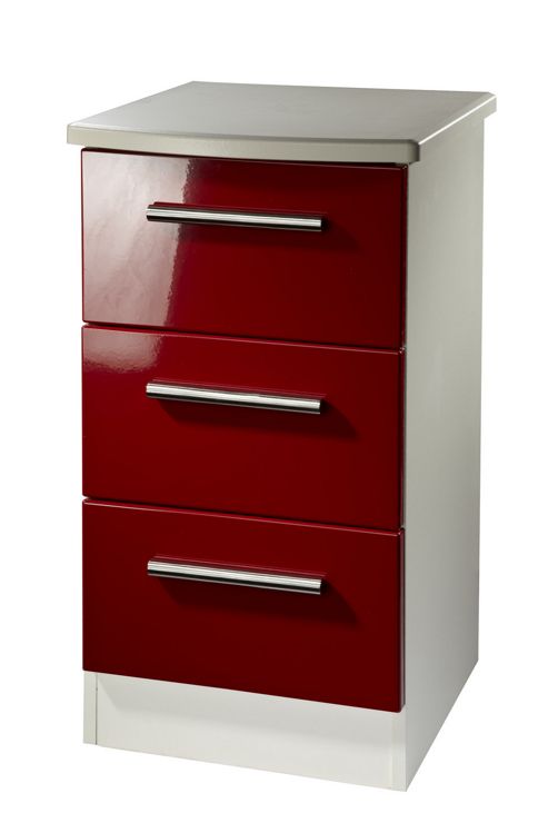 Image of Welcome Furniture Knightsbridge 3 Drawer Bedside Table - Cream - Ruby