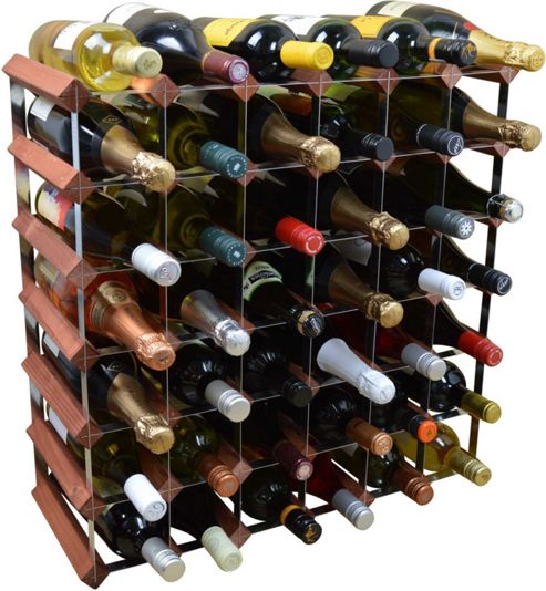 Image of Harbour Housewares 42 Bottle Wine Rack - Fully Assembled - Dark Wood