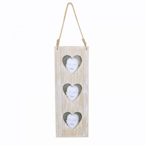 Image of Hanging Triple Heart Photoframe With Rope Hanger