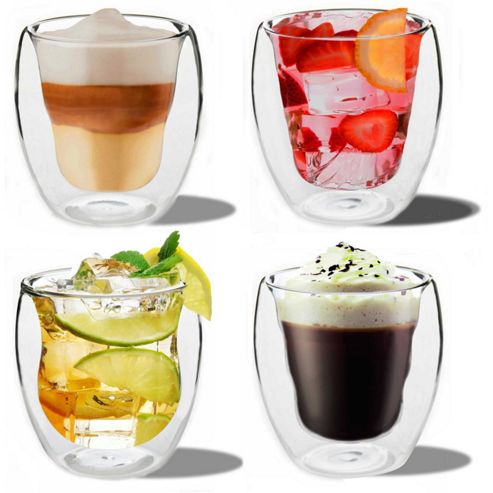 Image of Set Of 4 Double Walled Glasses - Tumblers For Coffee, Tea, Cocktails