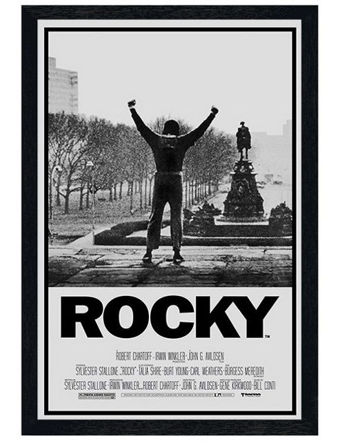 Image of Rocky Black Wooden Framed Movie Score Poster