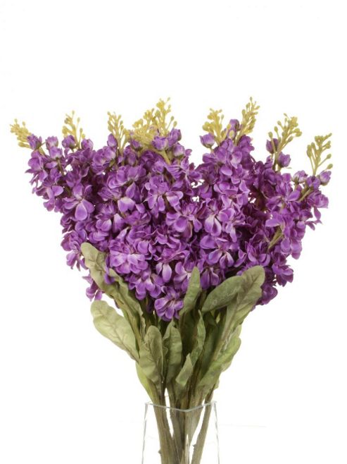 Image of Artificial 78cm Single Stem Purple Stock Flowers X 12
