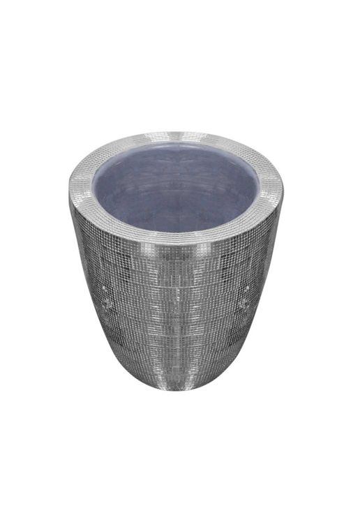 Image of Modern Silver Mirror Mosaic Flower Vase 34cm X 34cm X 40cm Contemporary