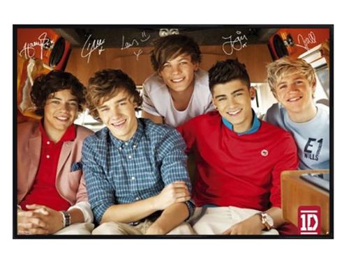 Image of One Direction Gloss Black Framed Signed, Sealed, Delivered! 1d Poster