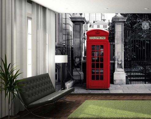 Image of 1wall Giant Iconic British Red Telephone Box Wall Mural