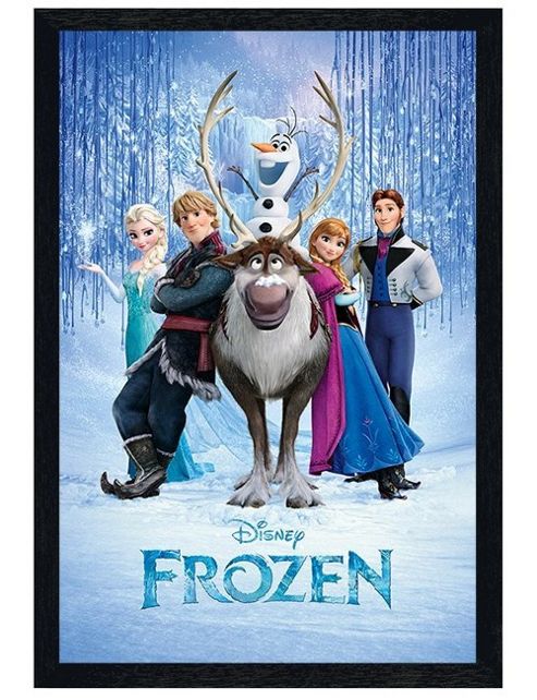 Image of Black Wooden Framed Disney's Frozen Main Characters Poster