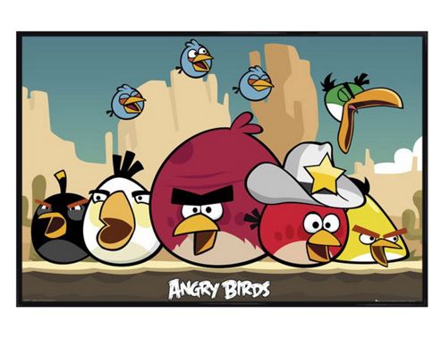 Image of Angry Birds Gloss Black Framed The Sheriff Has Arrived! Poster