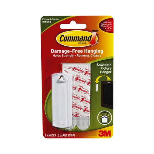 Image of 3m Command Sawtooth Picture Hanger With Adhesive Strips 1pk Ref: 17040