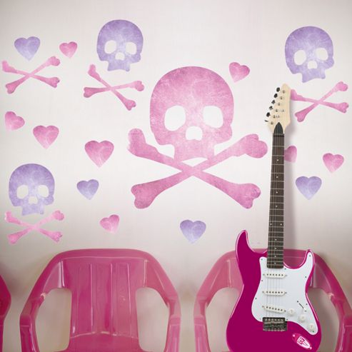 Image of Pink Pirate Skulls Wall Stickers