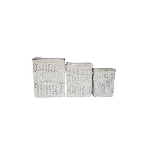 Image of Wicker Valley Willow Rectangular Laundry Basket In White (set Of 3)