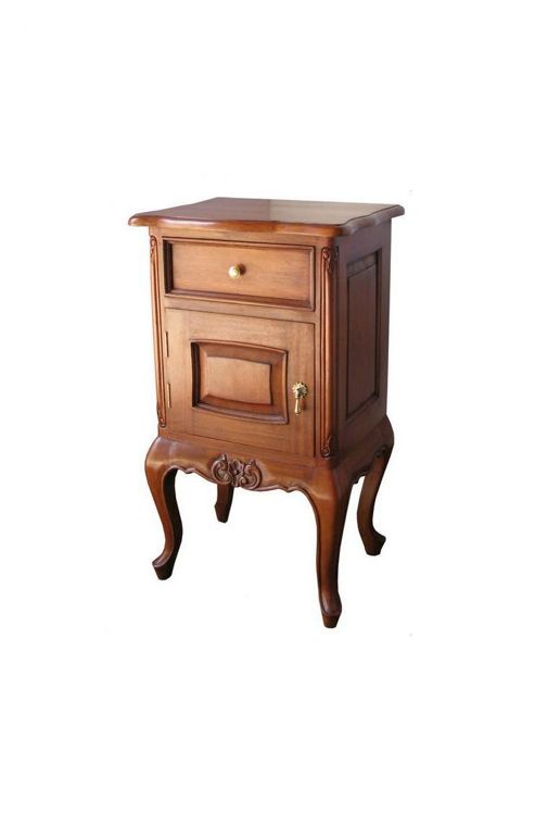 Image of Lock Stock And Barrel Mahogany French 1 Drawer Bedside Table - Wax
