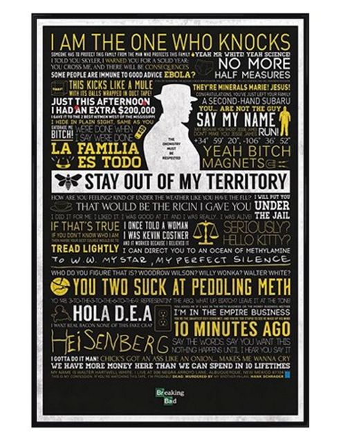 Image of Gloss Black Framed Breaking Bad The Quotes Of Walter White Poster