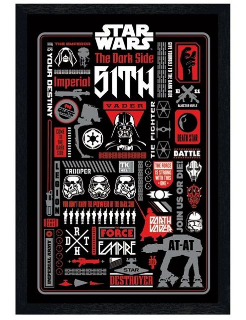 Image of Black Wooden Framed Star Wars The Dark Side Sith Icongraphic Poster