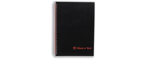 Image of Black N Red Notebook Soft Cover Wirebound Perforated 90gsm Ruled 100pp A4 Ref 100080174 [pack 10]