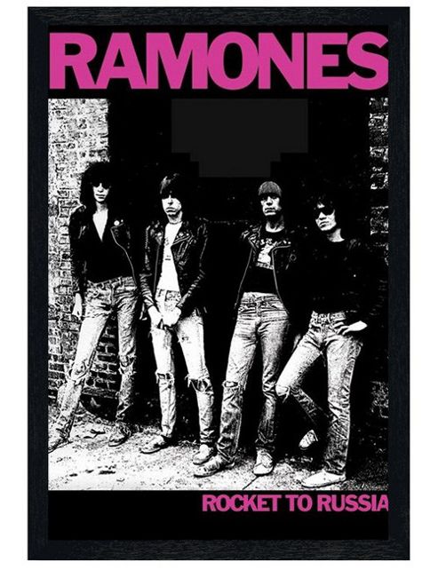 Image of Ramones Black Wooden Framed Rocket To Russia Poster