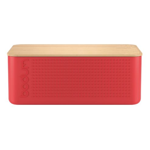 Image of Bodum Bistro Bread Bin / Box With Bread Board, Red