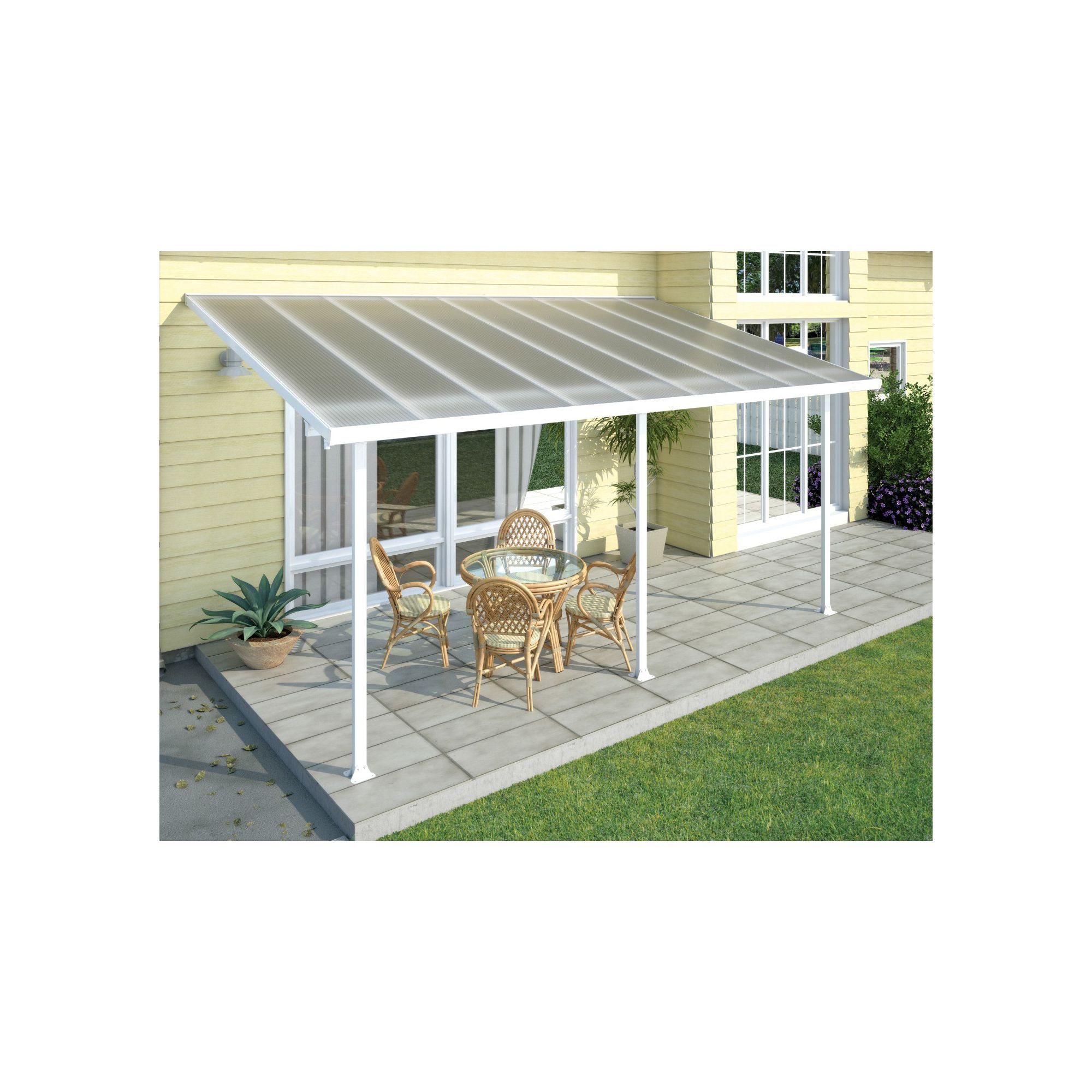 FERIA LEAN TO CARPORT AND PATIO COVER 4X14.57 WHITE at Tesco Direct