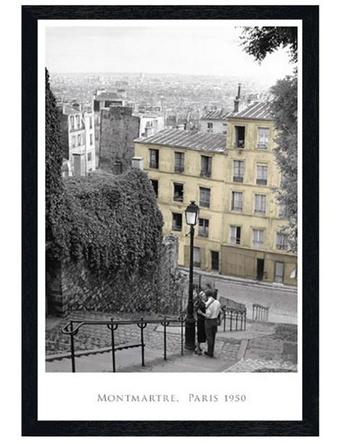Image of Paris, 1950 Black Wooden Framed Monmartre Poster