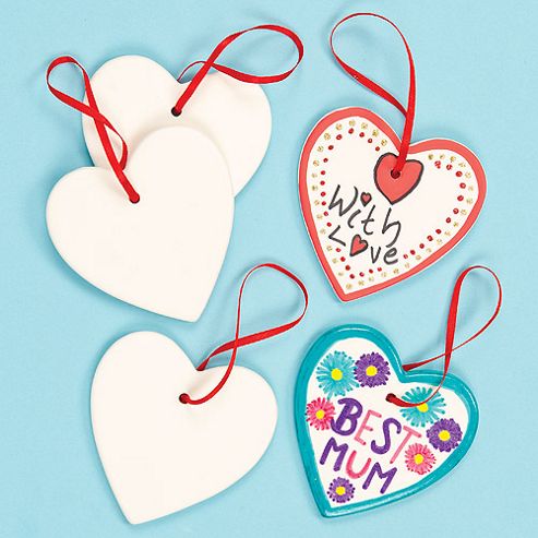 Image of Ceramic Heart Hanging Decorations (pack Of 5)