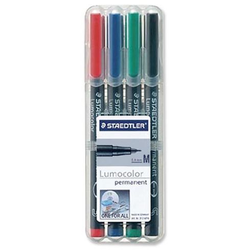 Image of Staedtler 317 Lumocolor Pen Permanent Medium 1.0mm Assorted Ref 317wp4 [wallet 4]