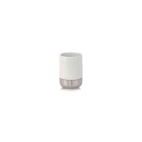 Image of M--ve White Porcelain Beaker In Snow / Chrome (set Of 2)