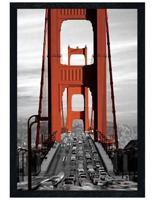 Image of San Francisco Black Wooden Framed Golden Gate Bridge Poster