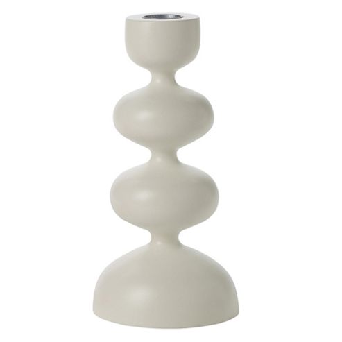 Image of Curve Wood Candlestick White