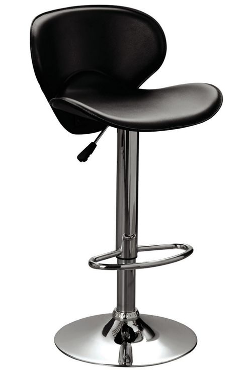 Image of Premier Housewares Bar Chair With Chrome Base And Footrest (set Of 2) - Black