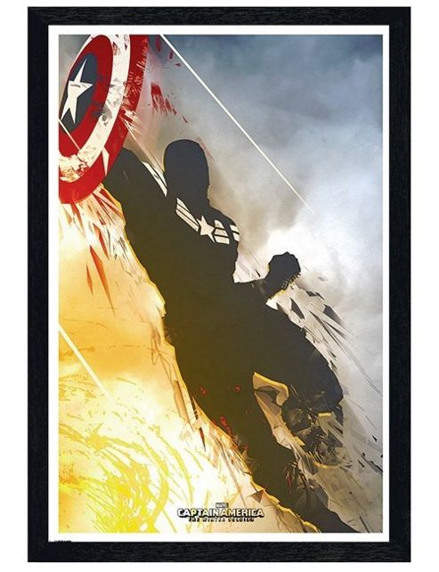 Image of Black Wooden Framed Captain America The Winter Soldier Poster