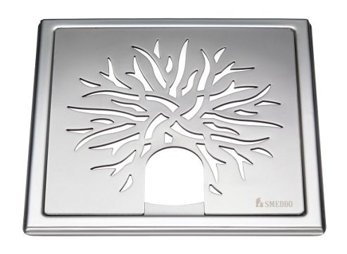 Image of Smedbo Outline Crown Floor Grating In Polished Stainless Steel