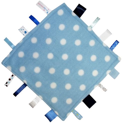 Image of Dotty Fish Baby Tag Blanket - Blue Polka Dot