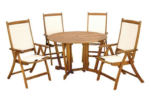 Image of Henley 5pc Gateleg Dining Set - Henley Round 120cm Table With 4 Henley Recliner Chairs