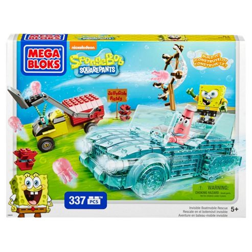 Image of Mega Bloks Spongebob Squarepants 337-piece Invisible Boatmobile Rescue