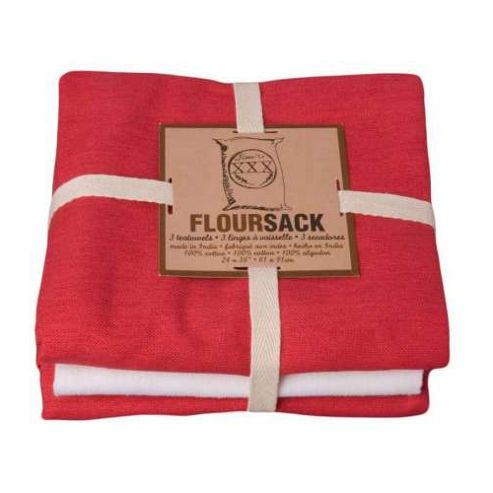 Image of Now Designs Floursack Teatowels, Red, Set Of 3