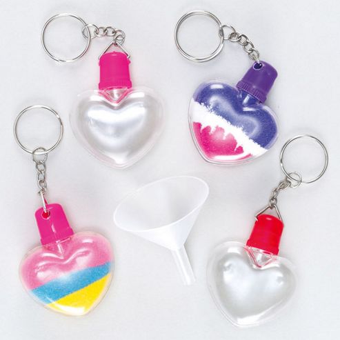Image of Heart Sand Art Keyrings (pack Of 5)