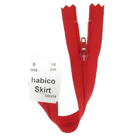 Image of Skirt Zip - 15cm - Red