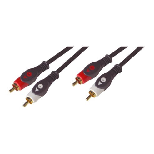 Image of Nikkai Stereo Hifi 2 To Phono Leads Jack Plug Cable 5m