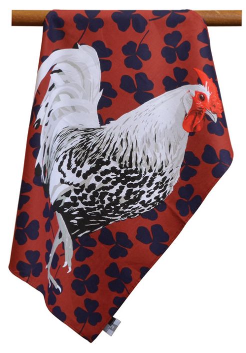 Image of Leslie Gerry Rooster Design Tea Towel
