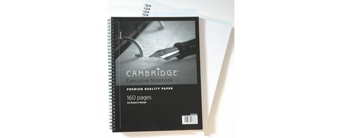 Image of Cambridge Executive Wirebound Notebook A4+ 4-hole Feint Margin 160pp 100080545