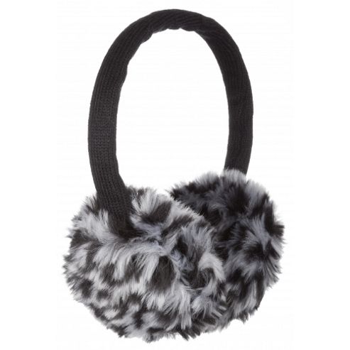 Image of Leopard Print Black And White Earmuffs