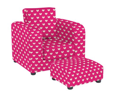 Image of Chair With Footstool - Pink Hearts