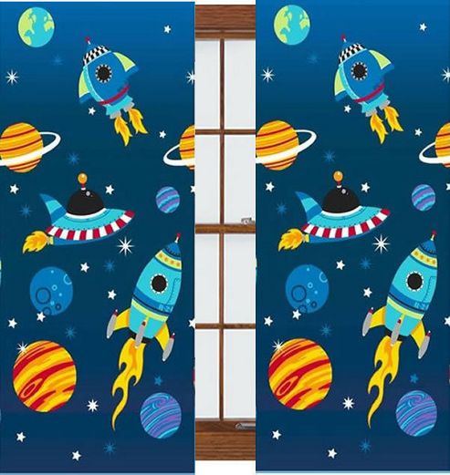 Image of Rocket, Boys Bedroom Curtain 54s - Multi