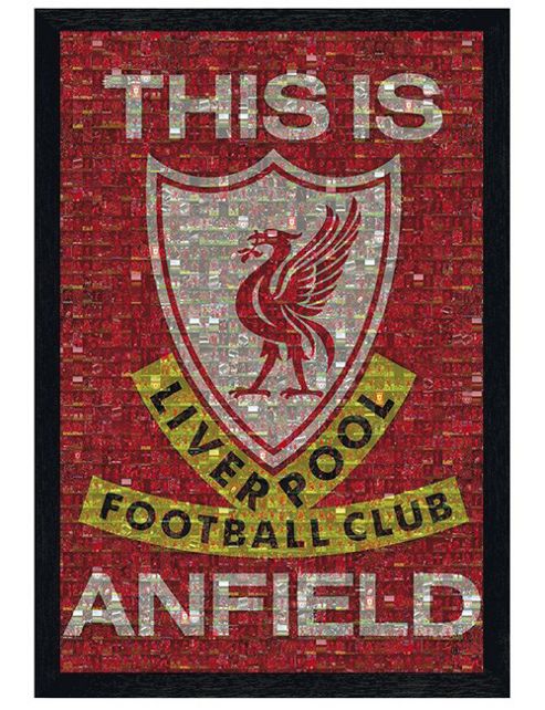 Image of Liverpool Fc Photomosaic Black Wooden Framed This Is Anfield Lfc Poster