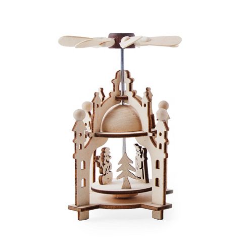 Image of Festive Laser Cut Wooden Whirligig Windmill Ornament With Snowman