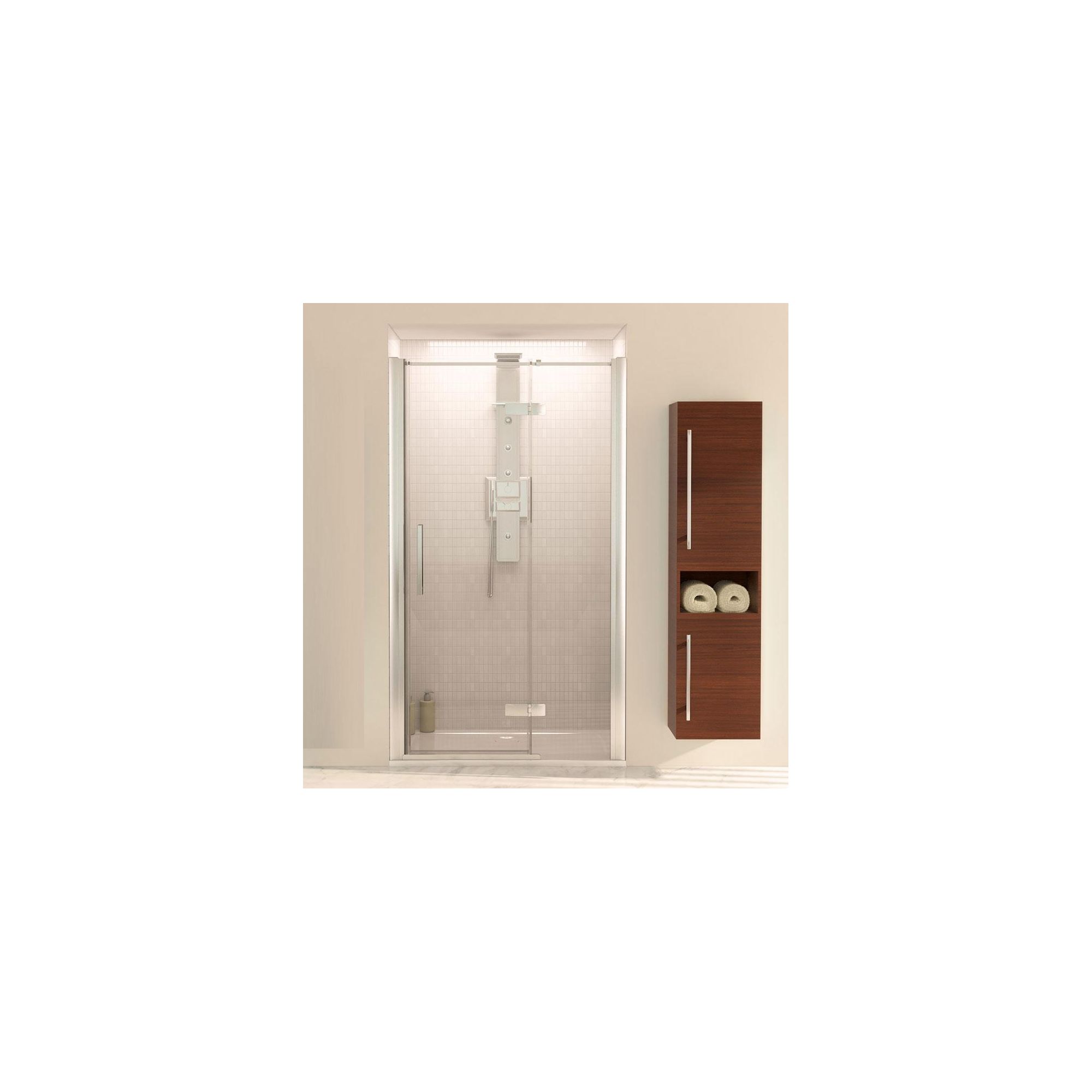 Aqualux AQUA8 Hinge Inline Pivot Shower Door and Side Panel, 1200mm x 760mm, Polished Silver Frame, 8mm Glass at Tesco Direct