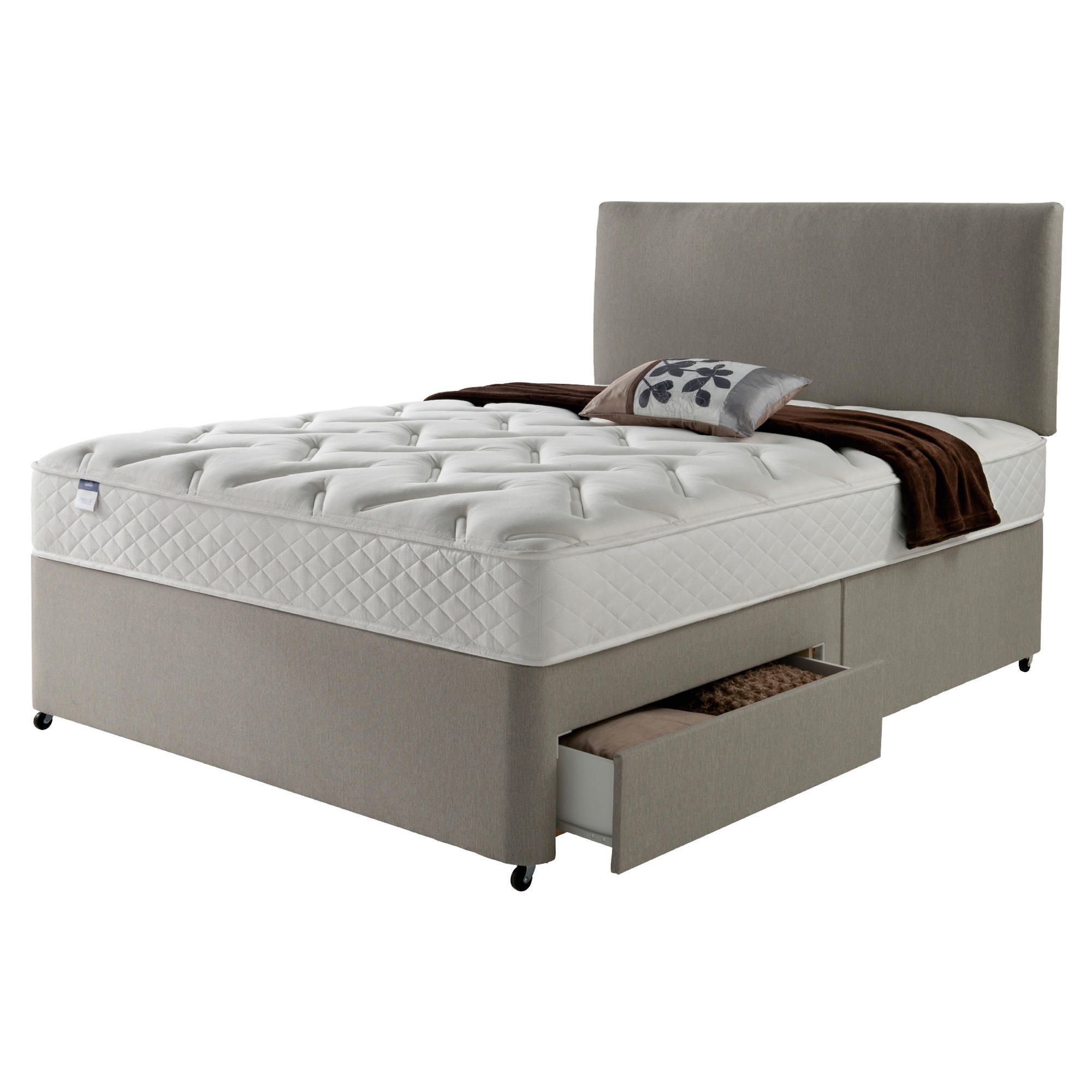 Silentnight Miracoil Luxury Memory 2 Drawer Super King Divan Mink with Headboard at Tesco Direct