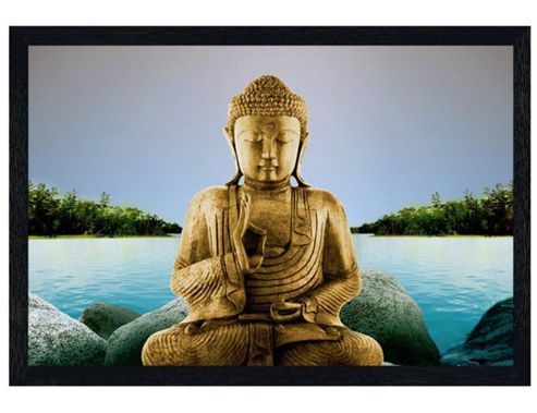 Image of Black Wooden Framed Zen Buddha Poster
