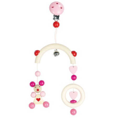 Image of Heimess 763450 Wooden Mini Trapeze Clip On Mobile (pink Mouse)